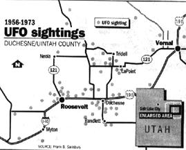Uinta Basin UFO Sightings Map